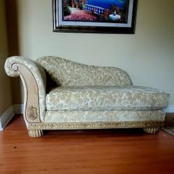 Antique Cream Floral Chaise Lounge