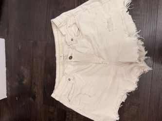 Cream Denim Cutoff Shorts