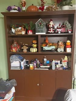 Wood cabinet/shelf (heavy) with outlet extension cord