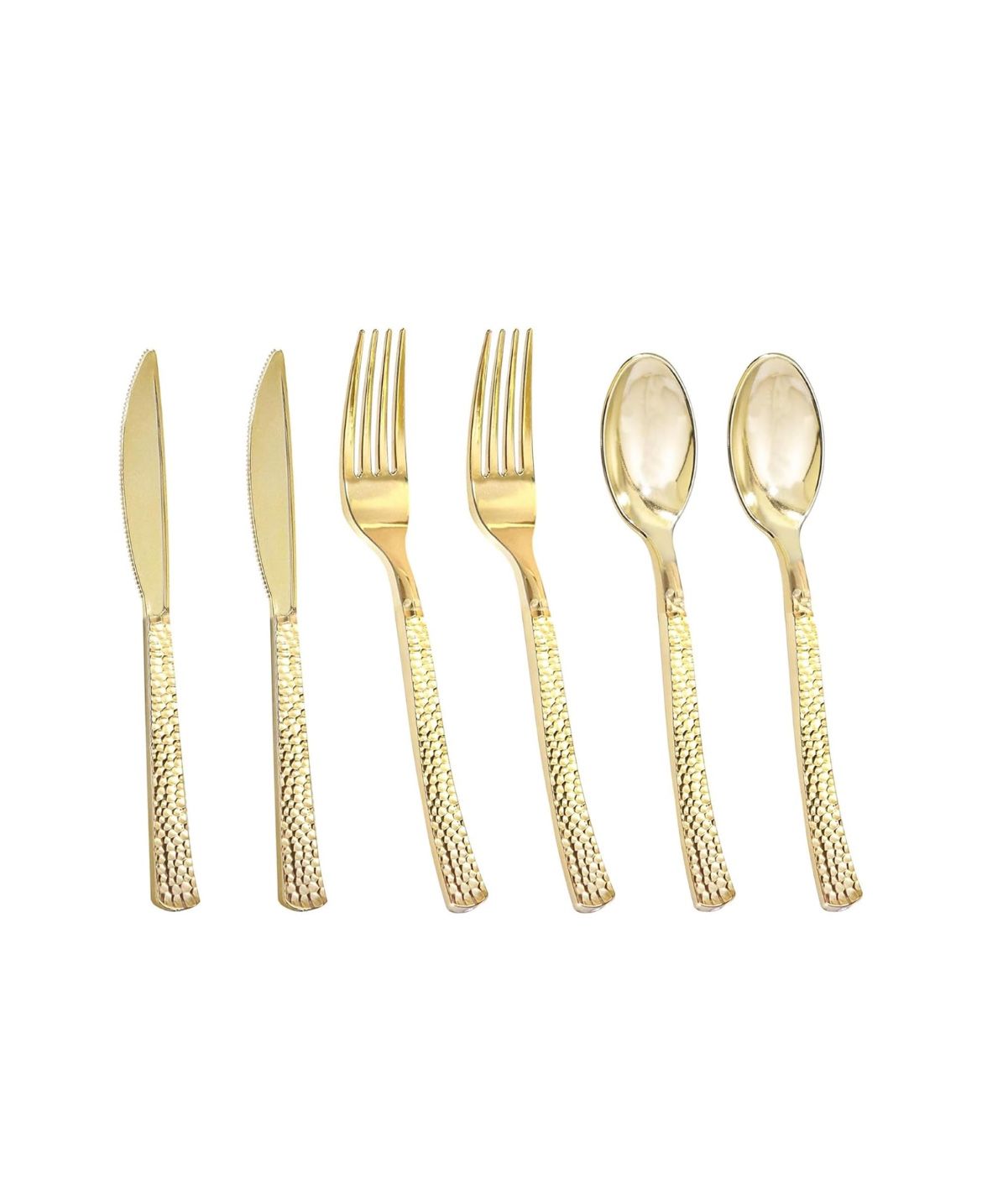 300pcs Gold Hammered Heavy Duty Plastic Cutlery, Gold, Disposable NEW!! NIB