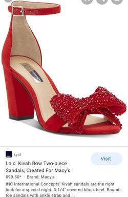 INC red bling bow heels
