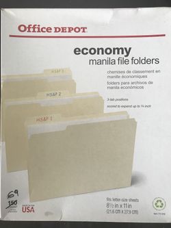 69 Manila file folders letter size