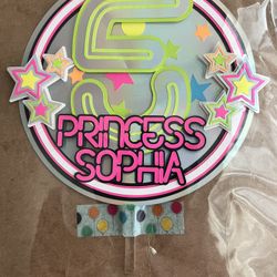 Glow In Dark Cake Topper "5 Princess Sophia "