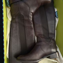Tory Burch Christy Riding Leather Boots Coconut