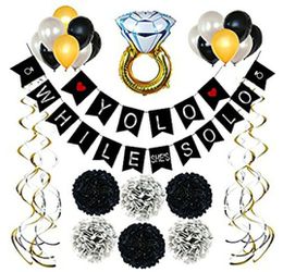 NEW! Bachelorette Party Decorations Kit - Black, Gold and Silver Set