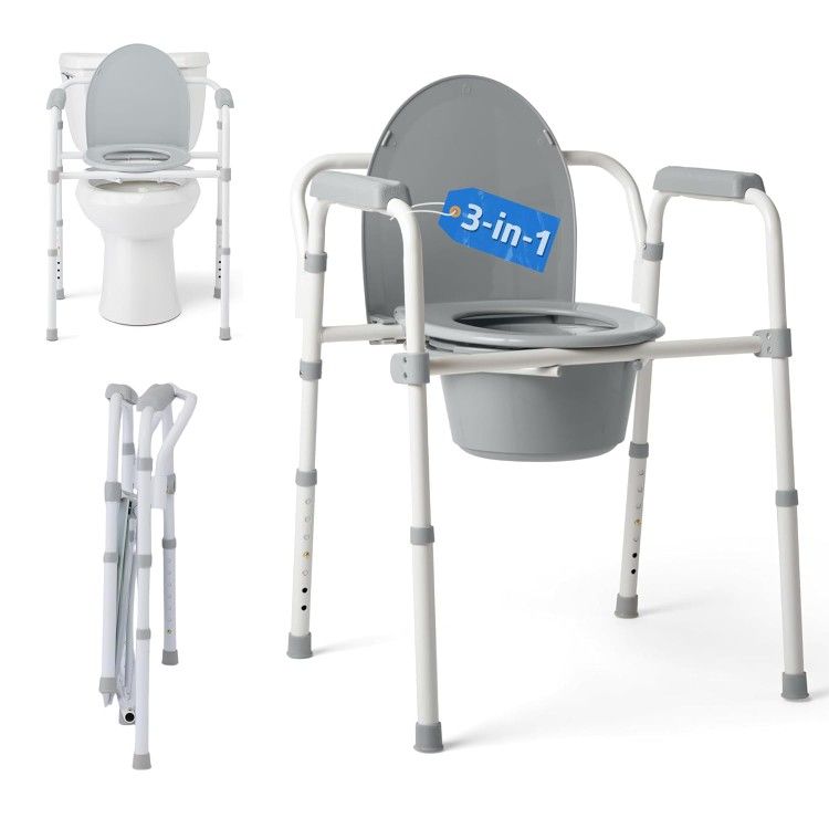 Medline Gray 3-in-1 Folding Commode Chair A21
