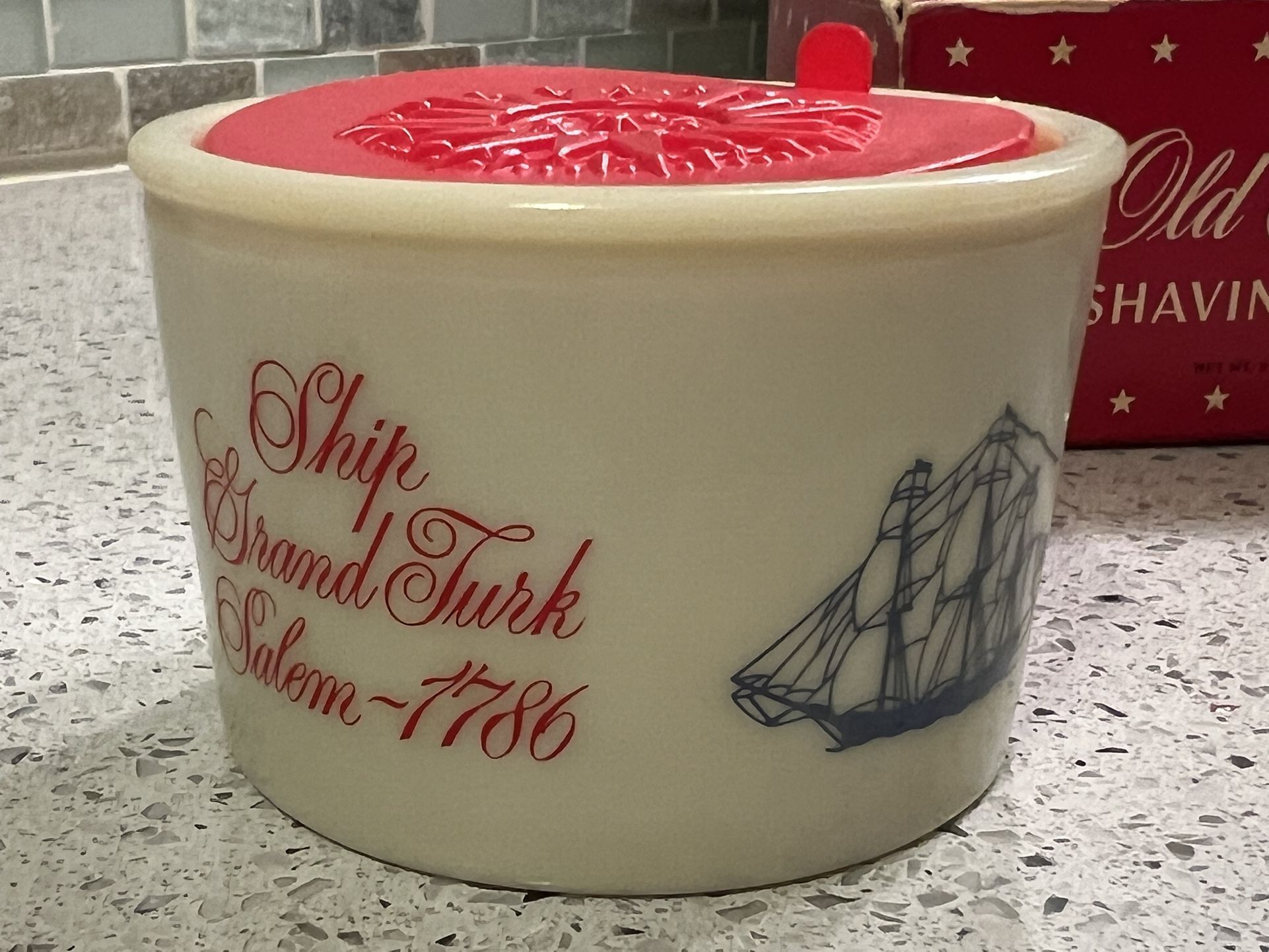 Vintage Shulton Old Spice Shaving Mug Soap Ship Mt Vernon 1798 Unused
