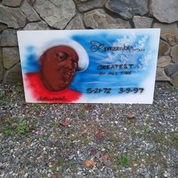 Air Brush  On Wood Panel. 4 Foot X 30 Inches.  Cool Price Of Art  Work.  Notorious  Big
