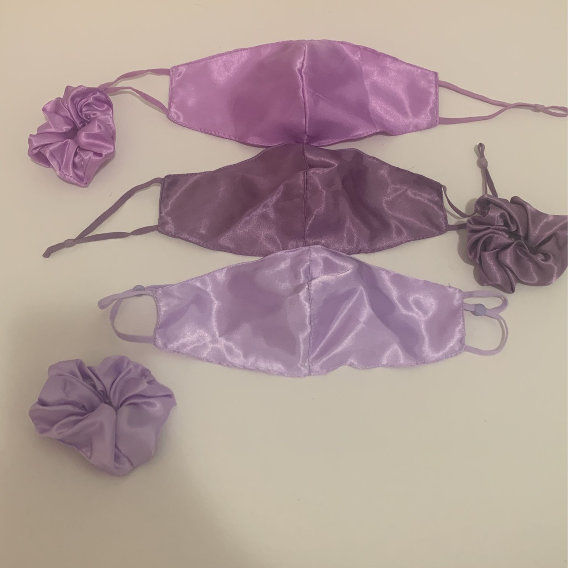 Satin Silk Face Mask & Matching Hair Scrunchie (Purple)
