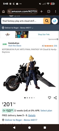 Final Fantasy play arts Cloud Strife Hardy Daytona