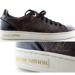 Louis Vuitton Brown Monogram Canvas and Patent FRONTROW Sneakers Size 36