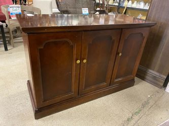 4 Shelf Cherry Stained Credenza