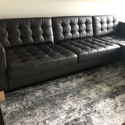 Leather Couch with Chaise/Lounger