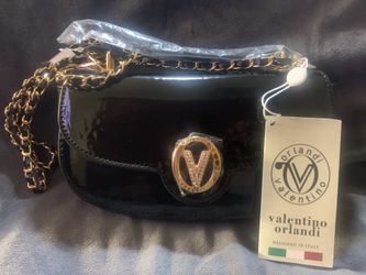 Brand New Valentino Orlandi Black Patent Crossbody Bag (NWT)