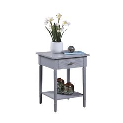 White Single Drawer End Table with Shelf