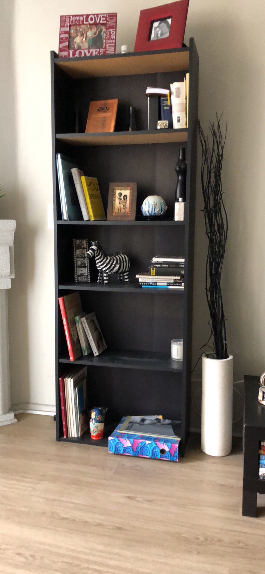 Dark brown bookshelf