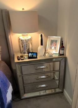 Glam Mirror Nightstand Bedside