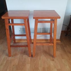 2 Wood Stools 