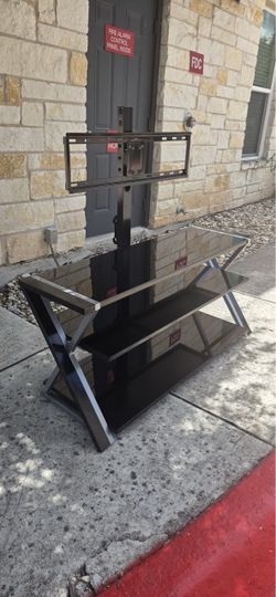 Black Glass TV Stand with Mount