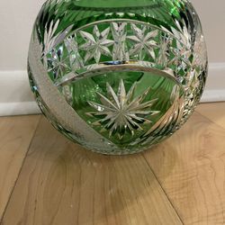 Crystal Czech Round Bowl, Green