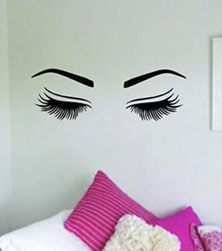 Wall Decal Home Decor Sticker Vinyl Girls Eyes Eyelashes Eyebrows Brows Lashes Make Up Beauty