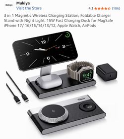 New 3 in 1 Magnetic Wireless Charging Station, Foldable Charger