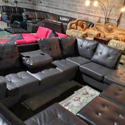 Brown Sofa Chase & Ottoman