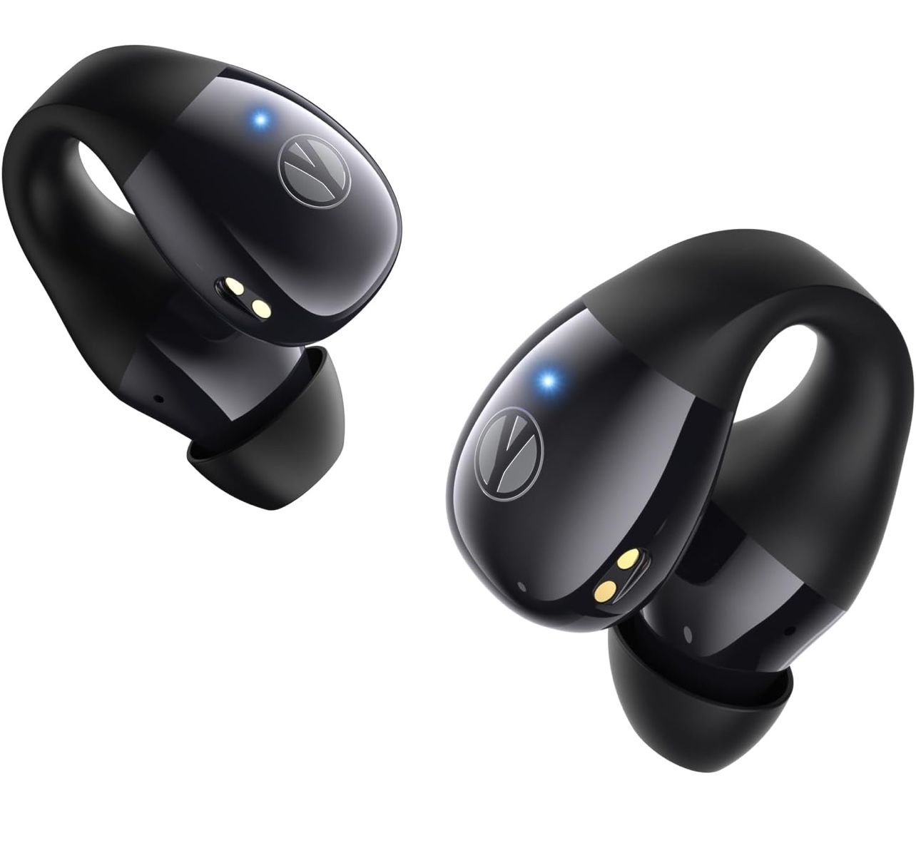 Clip on Earbuds, Open Ear Headphones Wireless Bluetooth 5.4 with Mic, Open Ear Earbuds with Charging Case LED Display, 44H Play, IP54 Waterproof, Ligh