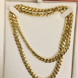 14kt Solid Gold Miami Cuban Link Chain 