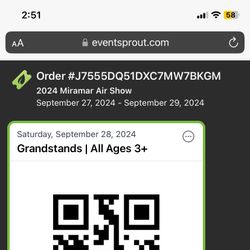 Saturday Miramar Air Show grandstands 1 Ticket