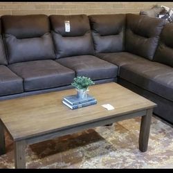 Maderla Walnut 2-Piece RAF Chaise Sectional (Couch Sofa Loveseat Options 