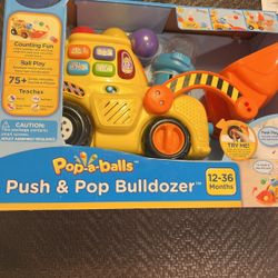 VTech, Pop-a-Balls, Push and Pop Bulldozer, Toddler Learning Toy, New In Box