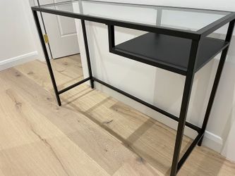 New Console Desk, Glass & Steel 40”x14x29”