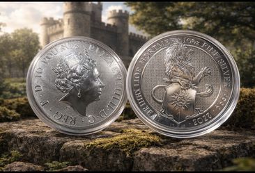 10 oz Silver White Lion of Mortimer Coin .9999 Fine Silver (Queen’s Beasts)