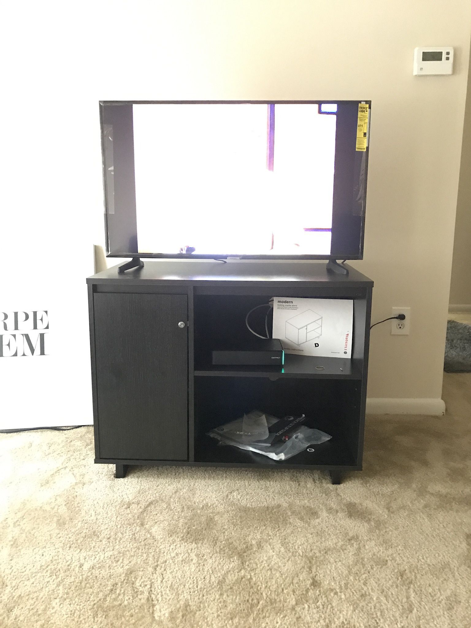 MOVING!!!! Dark Brown TV STAND With Locking Cabinet  