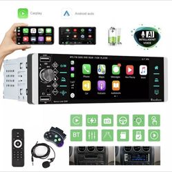 5.1" Single 1DIN Car Stereo Radio RDS AM FM Bluetooth Touch Screen Apple Carplay