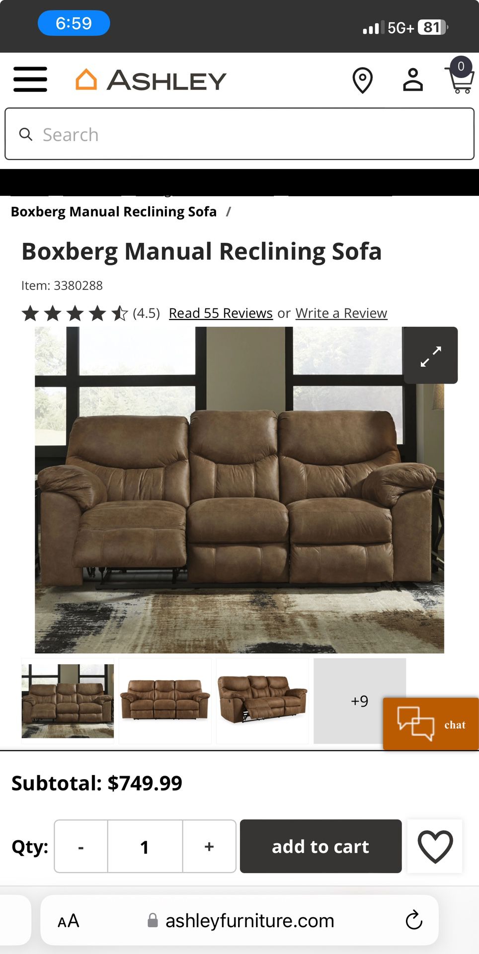 Boxberg Manual Reclining Sofa