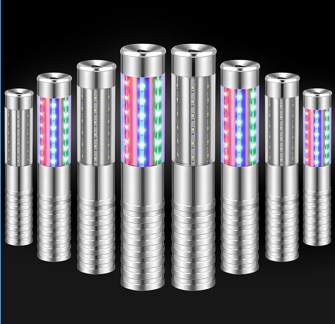 8 Pieces RGB LED Strobe Baton Light Rechargeable Bottle Service Sparklers Stick Reusable Champagne Bottle Handheld LED for Club Stage Nightclub Party 