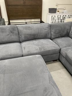 Artesia 3-Piece Corduroy Fabric Sectional Gray (Costco Item #1695537) Retail $1,499
