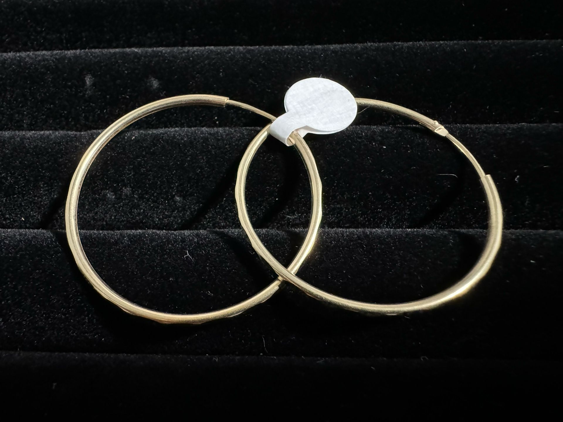 14 K Yellow Gold Diamond Cut Hoop Earrings