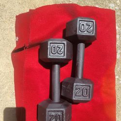 SET OF 20LB HEXHEAD DUMBBELLS
 TOTAL 40LB
11525 S HALSTED dunkin donuts
40$  CASH ONLY  AS IS