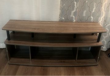 3-Tier Wood TV Stand with Metal Legs