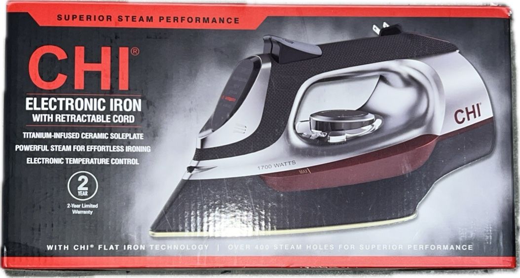 CHI electronic iron with retractable cord, titanium, infuse, ceramic soul plate