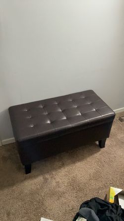 Dark Brown Faux Leather Storage Ottoman Bench