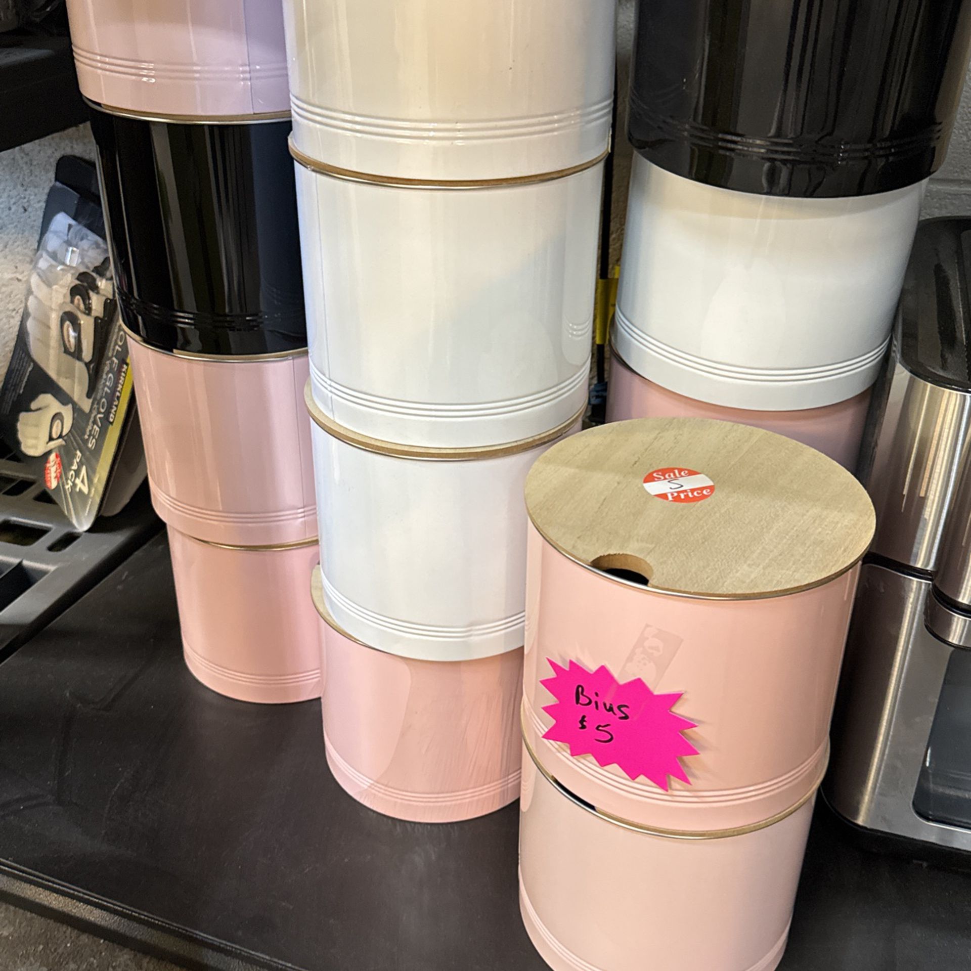 Bins , Cans New White Pink Or Black $5 Each 