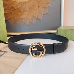 Gucci Black Belt with Crystal-Studded GG Logo