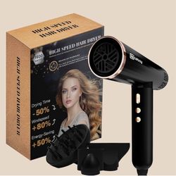 Nicebay Ionic Hair Dryer with Diffuser, Professional Blow Dryer with 3 Attachments, 150000RPM High-Speed Brushless Motor for Fast Drying, Lightweight,