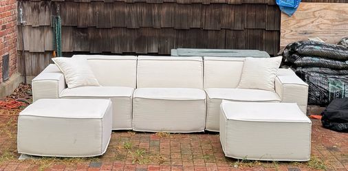 Rove Concepts M1 Outdoor Sectional Sofa in Moonlight and Additional Ottoman