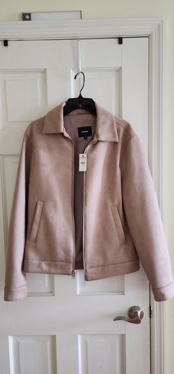 Express Men's Beige Suede Bomber Jacket XS