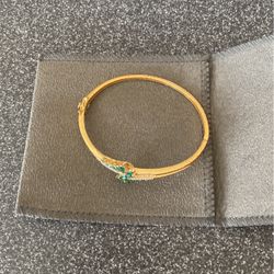 Gold Plated bracelet With  Diamonds & Emeralds